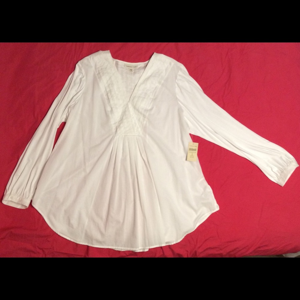 Coldwater Creek, white, long sleeved tunic, 2X